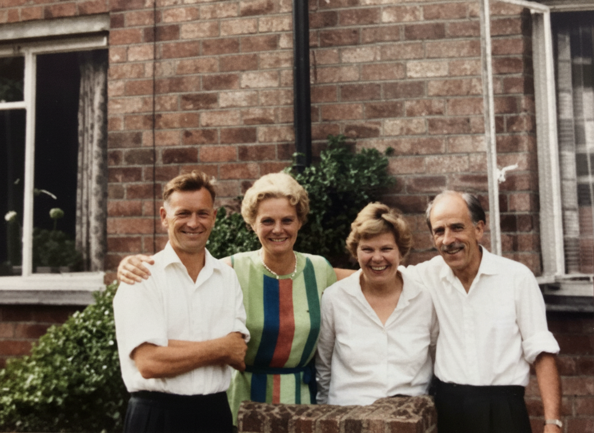 Vintage family photo post restoration, colourisation and editing