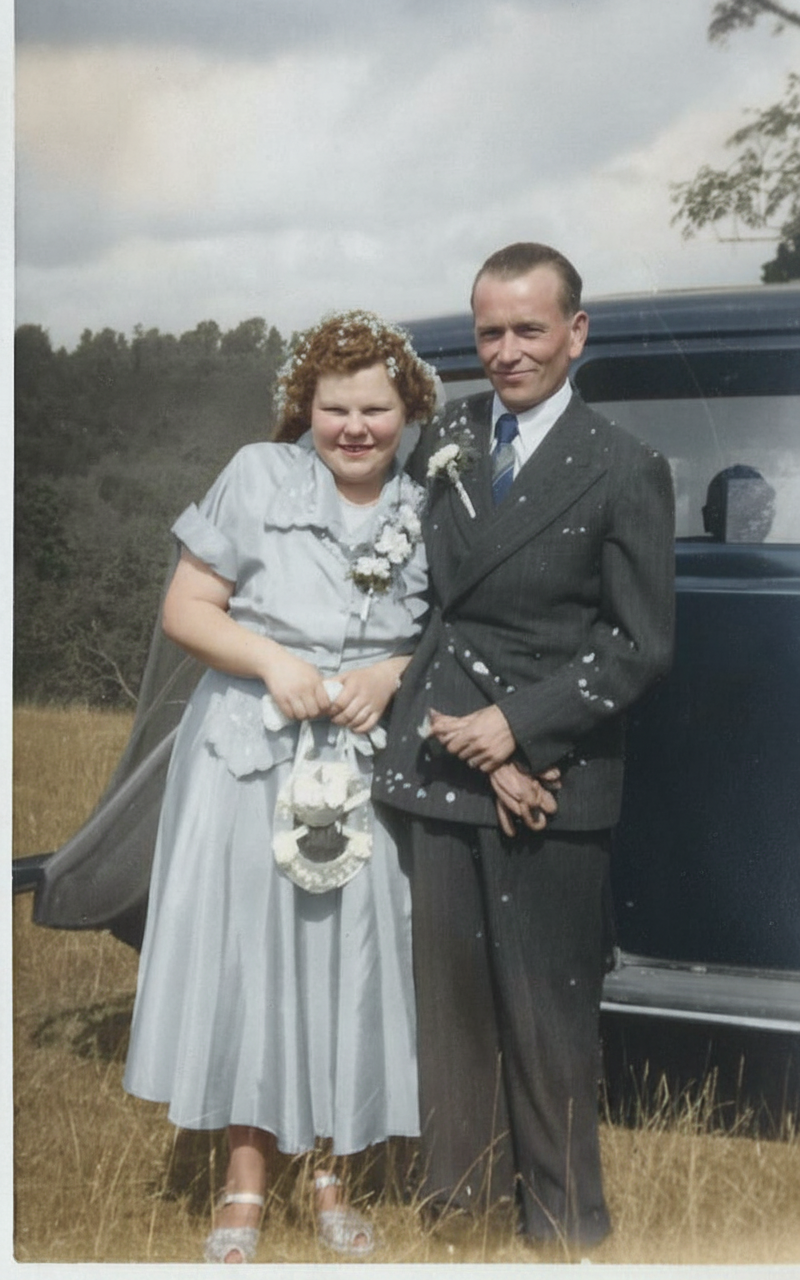 Vintage wedding photograph post restoration
