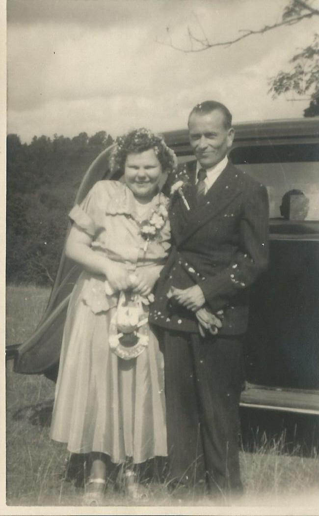 Vintage wedding photograph pre restoration
